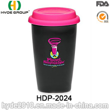 Taza de café plástica al por mayor de la pared doble con la tapa (HDP-2024)